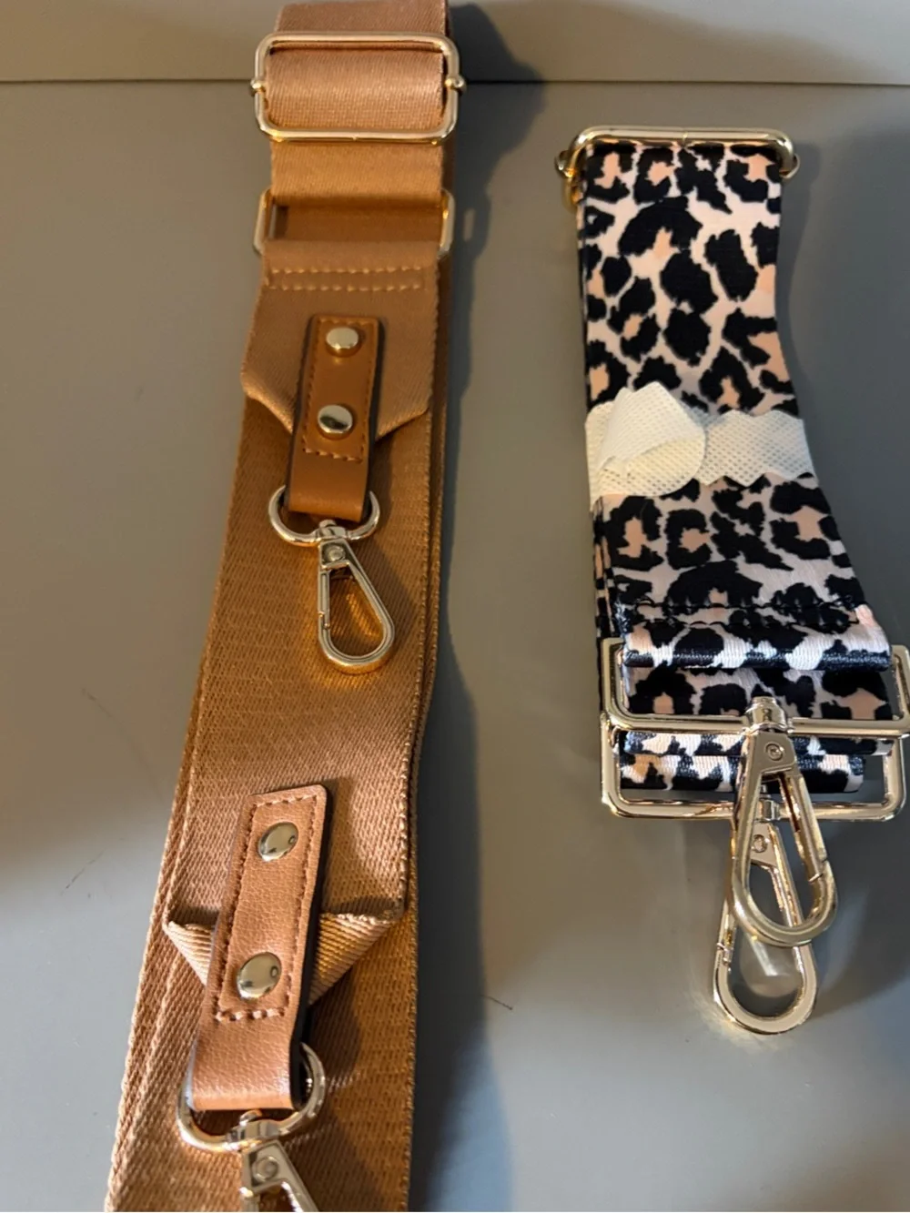Adjustable Brown and Leopard Print Replacement Bag Straps